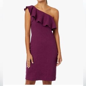 Lilly Pulitzer One-Shoulder Ruffle Dress in Deep Plum